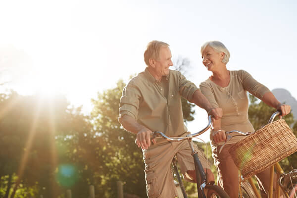 Couple riding bicycles